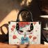 Elegant white cat with red roses Chic Stylish Small Handbag & Women Totes: Perfect Gift for Girlfriend | Crossbody, Purse, Handbag