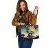 Enchanted dino oasis leather tote bag