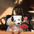 Enchanting canine with rose small handbag