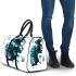 Featuring an array of shapes and forms in shades of blue and grey 3d travel bag