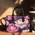 Floral Elegance on Wooden Table Small Handbag