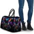 Glowing colorful butterfly among flowers in the moonlight 3d travel bag