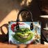 Grinchy smile and dancing santaclaus and reindeer show small handbag