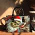 Grinchy smile and dancing santaclaus and reindeer show small handbag