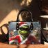 Grinchy with black sunglass and dancing santaclaus small handbag