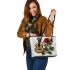 guitar and music note and rose Leather Tote Bag