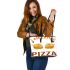 i am eatinng turkey without eating pizza Leather Tote Bag