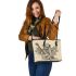 Maple leaf of Canada and music note and guitar and dog Leather Tote Bag