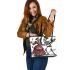 Mona Lisa dances with the skeleton with guitar trumpet Leather Tote Bag