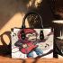 Monkey wearing hat and skiing with electric guitar small handbag