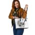 music note and guitar and bee and flowers Leather Tote Bag