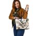 music note and guitar and tulip with green leaf and koi fish 2 Leather Tote Bag