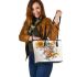 Music note and Piano and Sunflower and color Koi Fish 3 Leather Tote Bag