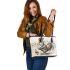 music note and rooster chicken play guitar 3 Leather Tote Bag