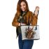 Music notes and saxophone and rose and butterfly 3 Leather Tote Bag