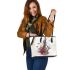 Music notes and saxophone and rose and butterfly 4 Leather Tote Bag
