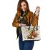 Music notes and violin and rose with dragonfly colorfull 3 Leather Tote Bag