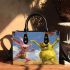 Pinky pigs and yellow grinchy smile toothless like rabbit small handbag