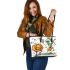 pumpkin dancing with skeleton king with guitar and trumpet Leather Tote Bag