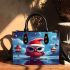 Santa Owl in Winter Sky Small Handbag