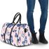 Seamless pattern with a digital illustration of blue butterflies 3d travel bag