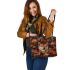 Shiba Inus Amongst the Leaves 3 Leather Tote Bag