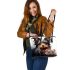 Shih tzu and friends at home leather tote bag