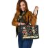 skeleton king dancing with chicken guitar trumpet Leather Tote Bag