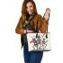 skeleton king dancing with dogs guitar trumpet Leather Tote Bag