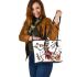 skeleton king dancing with dogs guitar trumpet Leather Tote Bag