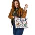 skeleton party dancing with guitar trumpet and dogs cats Leather Tote Bag