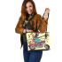 skeleton riding motor with guitar trumpet and music Leather Tote Bag