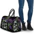 Skull with green frog on top and purple thistle flowers growing 3d travel bag