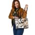 Sweet Moments with Cute Pups 3 Leather Tote Bag