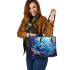 Sweet Sharks Adding a Touch of Magic to the Deep Blue Sea Leather Tote Bag