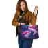 Tender Encounters and Sweet Gestures Amongst Darling Sharks Leather Tote Bag