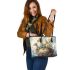 Three dragons on the cloud like sphere leather tote bag