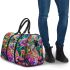 Vibrantly colored psychedelic frog sitting on top of an egg 3d travel bag