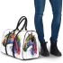 Watercolor illustration colorful horse head 3d travel bag