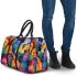 Watercolor painting with colorful patterns and shapes 3d travel bag