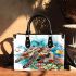 Watercolor sea turtle with coral reef and fish small handbag