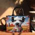 Whimsical pooch coffee-loving canine in the fall small handbag