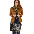 A Dog and Cat Love Story Leather Tote Bag