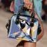 Abstract art vector design featuring a sliding bird shoulder handbag