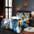 Abstract graffiti shapes and lines in blue bedding set