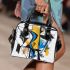 Abstract graffiti shapes in blue shoulder handbag