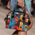 Abstract houses rich color palette shoulder handbag