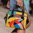 Abstract modern painting of an exotic bird shoulder handbag