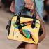 Abstract modern painting of an exotic bird shoulder handbag