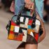 Abstract modern painting with geometric shapes and lines shoulder handbag